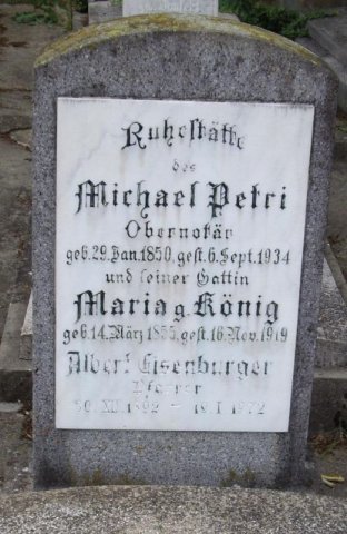 Petri Michael 1850-1934 Koenig Maria 1855-1919 Grabstein